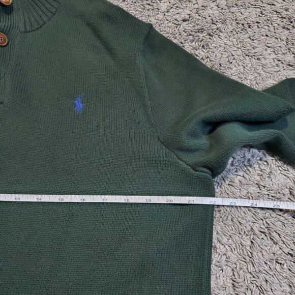 POLO Button Knit Green Sweater - Large - Picture 4 of 8